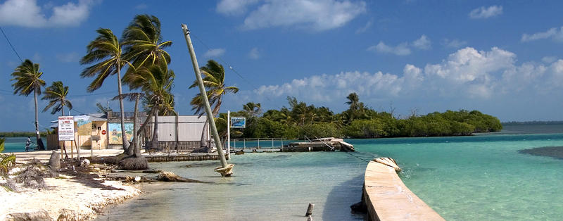 damaged pier at the split, caye caulker